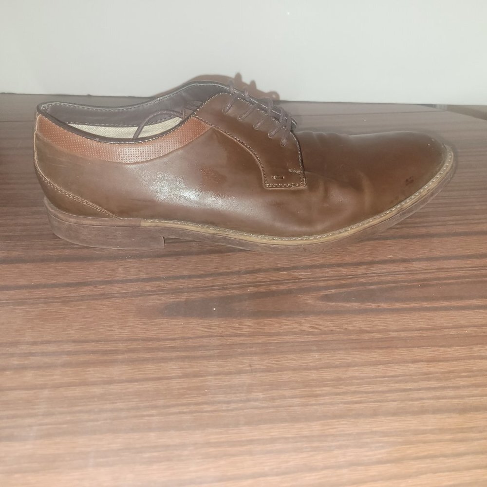 JF J.Ferrar Mens Kent Brown Tan Oxford Shoes Lace-up Size 9.5M - Used - Picture 5 of 8
